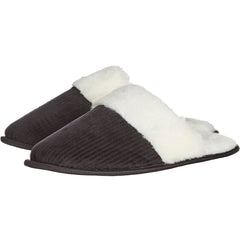 Womens Cosy Plain Rib Mule Slippers Black