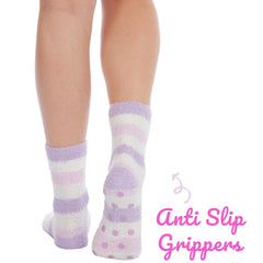 Womens Cosy Socks With Grippers And Eye mask Purple Unicorn