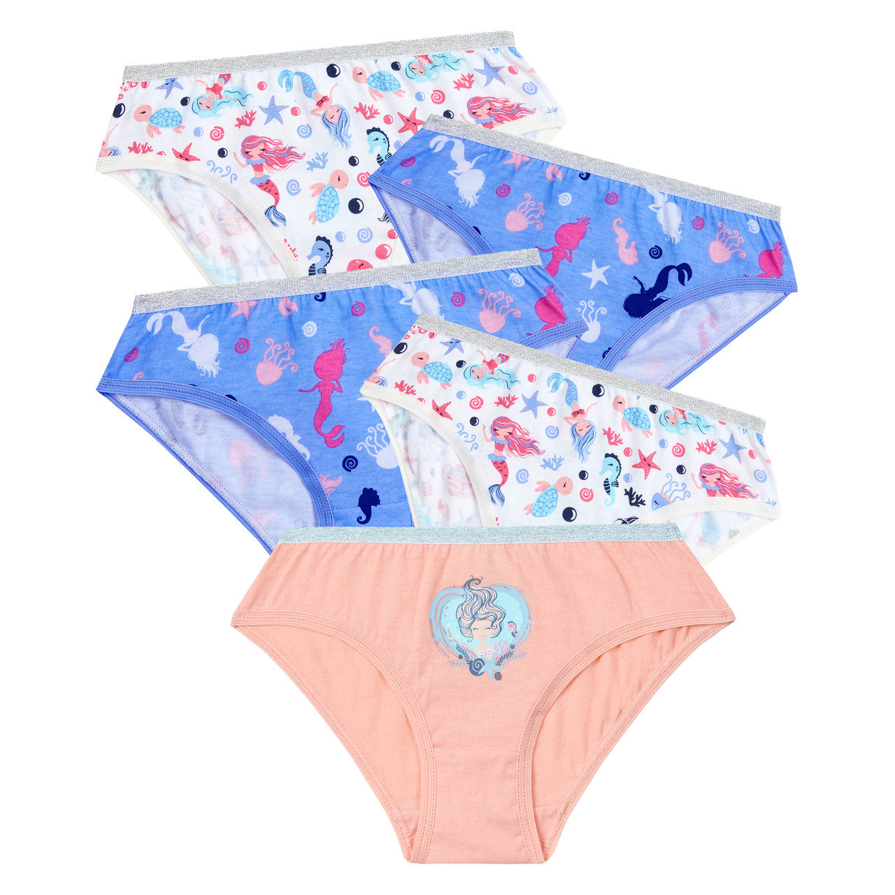 Girls Printed Knickers Briefs Underwear Set of 5 Sea Life