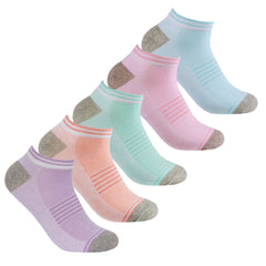 Womens 5 Pairs Trainer Liner Socks Grey