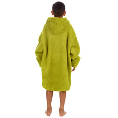 Boys Novelty Grinch Oversized Blanket Hoodie Borg Fleece Green One Size