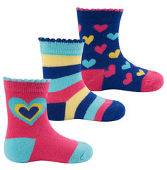 Baby Girls Scallop Edge Novelty Cartoon Socks 3 Pairs Heart