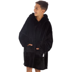 Boys Black Onyx Oversized Blanket Fleece Hoodie with Pockets