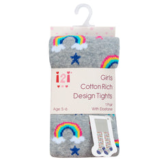 Girls Novelty Design Tights Rainbow Spots Stars 1 Pair