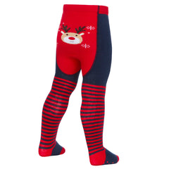 Baby Girls Christmas Novelty Tights 1 Pair - Navy Rudolph