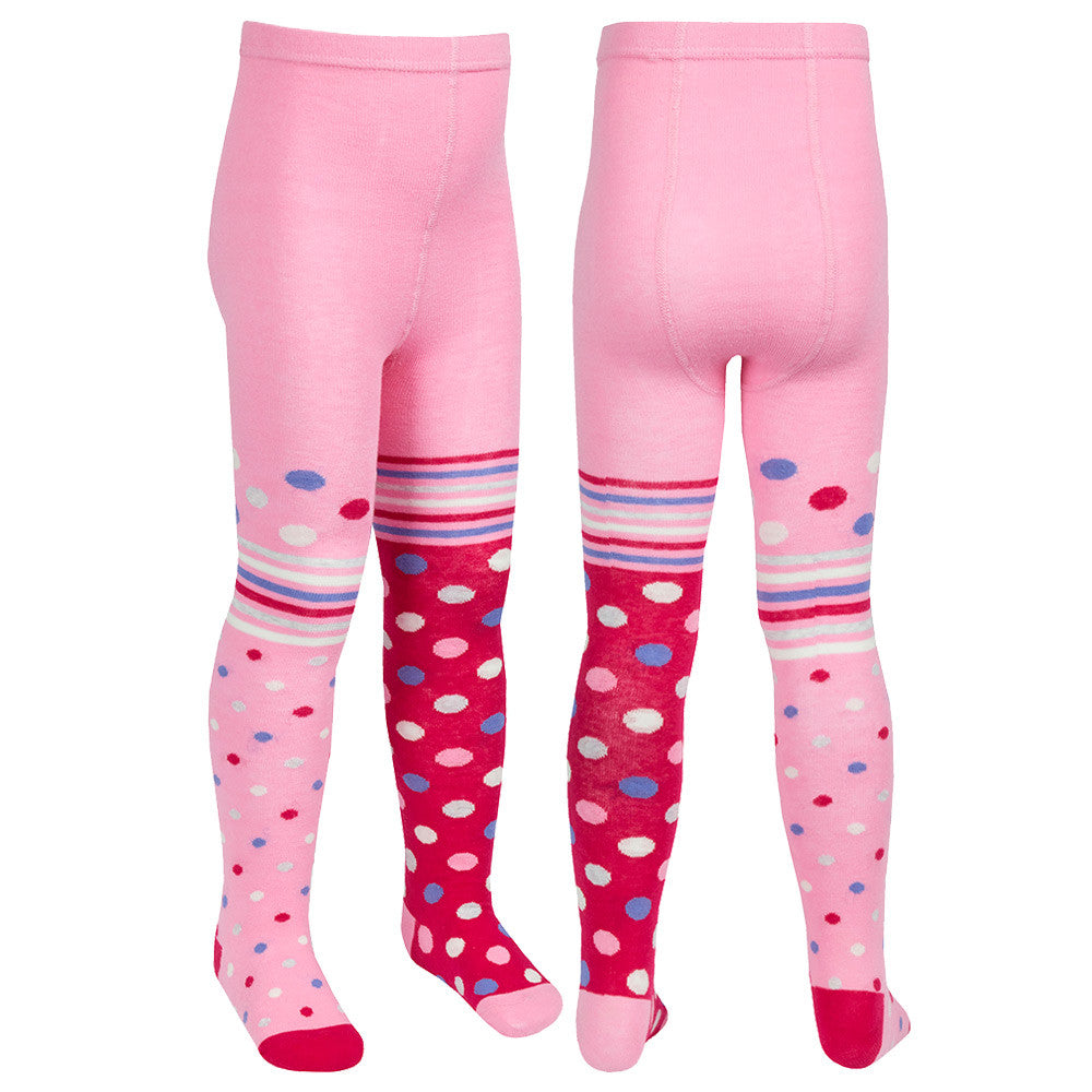 Girls Designs Spotted Striped Tights Red - 1 Pair