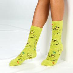 Womens 1 Pairs Grinch Fluffy Socks Cosy Novelty Grinch Themed Socks