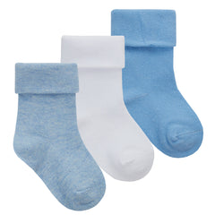 Baby Turnover Socks Light Blue 3 Pairs