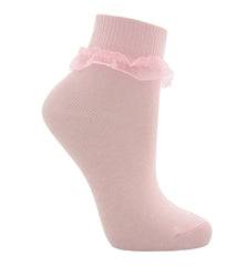 Baby Girls Cute Frilly Ruffle Organza Lace Socks 3 Pairs Pink