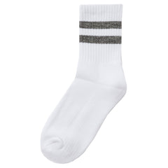 Girls Cotton Rich Sport Socks 3 Pairs White with Pink Stripe