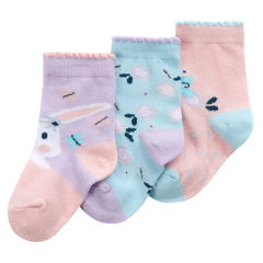 Baby Girl's Cotton Rich Animal Patterned Socks 3 Pairs - Bunny