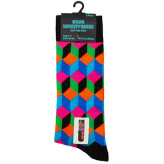 Mens Novelty Funky Socks Black Cubes