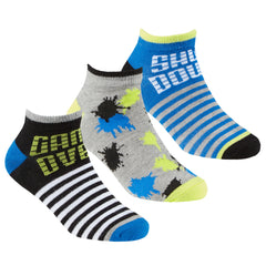 Boys Bamboo Socks Novelty Football Game Trainer Liners Crew Socks 3 Pairs - Blue