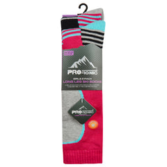 Kids Teens Girls Ski Warm Hiking Trekking Socks 2 Pairs Pink