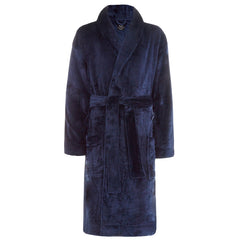 Mens Flannel Fleece Dressing Gown Classic Robe 3XL 4XL 5XL Blue