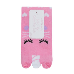 Girls 1 Pair Novelty Cartoon Design Socks Cat Pink