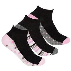 Womens Trainer Liner Low Cut Socks Pastel Polka Dot 3 Pairs
