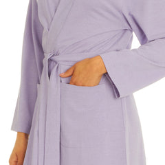 Womens Yarn Kimono Robe Lightweight Dressing Gown Lilac