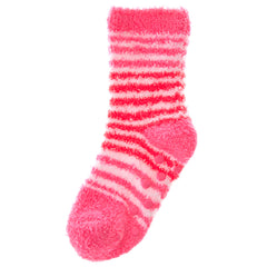 Girls Fluffy Sherpa Fleece Slipper Socks with Non Slip Grippers Pink Dot