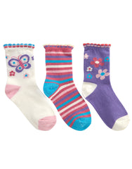 Baby Girls Novelty Design Socks 3 Pairs Cream Butterfly