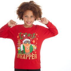 Kids Christmas Long Sleeved Sweatshirt With Cuffed Hems Red