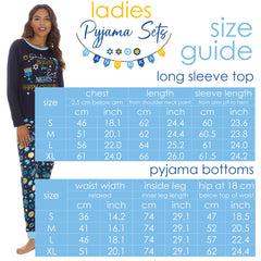 Womens Chanukah Long Sleeved Matching Pyjamas Family Lounge Sets Navy