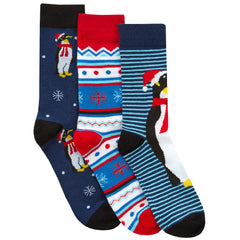 Mens Novelty Multipack Christmas Socks Penguin Elf