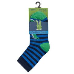 Boys Novelty Animal Theme Socks 3 Pairs Crocodile