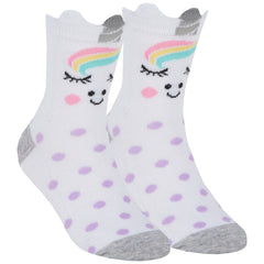 Girls 1 Pair Novelty Cartoon Design Socks Unicorn White