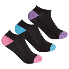 Womens Trainer Liners Black Assorted Low Cut Socks 3 Pairs