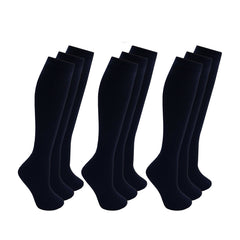 Girls Knee High Plain School Uniform Back To School Socks Navy - 9 Pairs