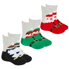 Baby Girls Boys Christmas Theme Socks 3 Pairs Penguin