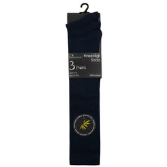 Girls Knee High Bamboo Super Gentle Soft Socks 3 Pairs - Navy