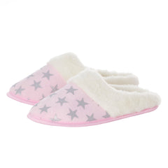 Womens Novelty Flamingo Faux Fur Memory Foam Slippers Pink