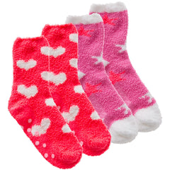 Girls Chunky Bed Winter Socks Stars Hearts Leopard Print Multipack