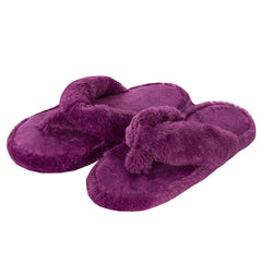 Womens Faux Fur Memory Foam Slippers Plum