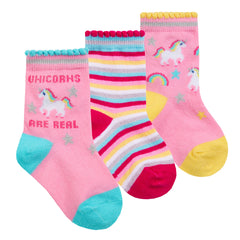 Baby Girl Socks Scallop Edge Toddler Socks Unicorns Are Real - 3 Pairs