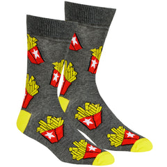 Mens Funky Funny Socks Grey Chips