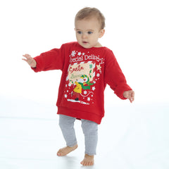 Baby Christmas Long Sleeved Sweatshirt With Cuffed Hems Red