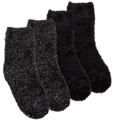 Girls Fluffy Cosy Bed Crew Winter Socks with Glitter Multipack