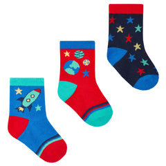 Baby Boys Design Socks Space 3 Pairs Astro Rocket