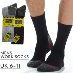 Mens Work Socks Mid Calf Heavy Duty Thick Crew Safety Boot Socks 3 Pairs