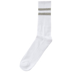 Mens Cotton Rich Sport Socks 3 Pairs White with Grey Stripe