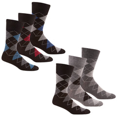 Men's Argyle Socks Non Elastic Loose Top Socks 3 Pairs