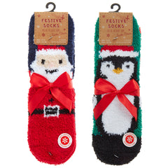 Girls Boys Unisex Christmas Novelty Fluffy Winter Socks with Grippers