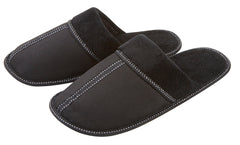 Mens Plain Mule Memory Foam Slip On Faux Suede Indoor Slippers Black