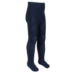 Girls Cable Design Winter Tights Navy - 1 Pair