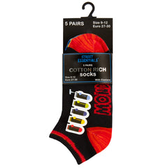 Boys Girls Monday To Friday Trainer Liner Socks Black - 5 Pairs