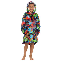 Boys Graffiti Print Oversized Blanket Plush Fleece Hoodie with Pockets