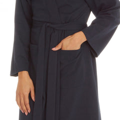 Womens Yarn Kimono Robe Lightweight Dressing Gown Navy